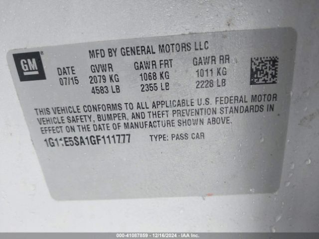 1G11E5SA1GF111777 Chevrolet Malibu Limited Ltz
