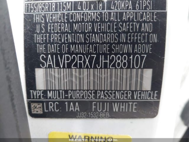SALVP2RX7JH288107 Land Rover Range Rover Evoque Se/se Premium
