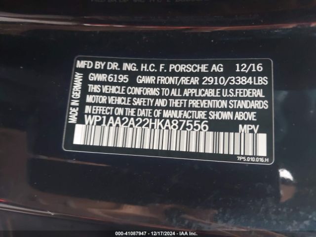 2017 PORSCHE CAYENNE WP1AA2A22HKA87556 Photo 8