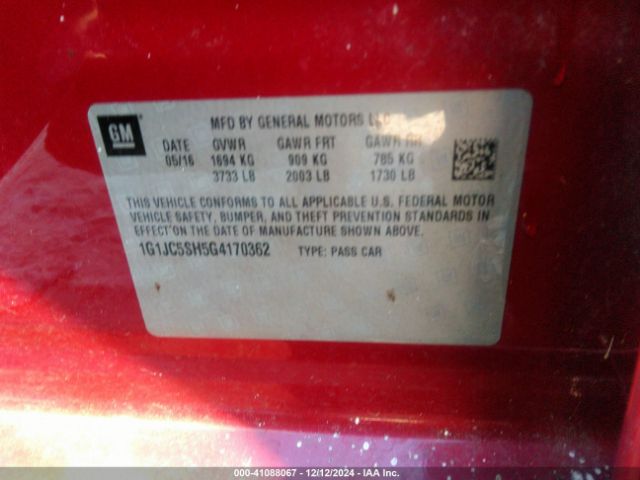 1G1JC5SH5G4170362 Chevrolet Sonic Lt Auto