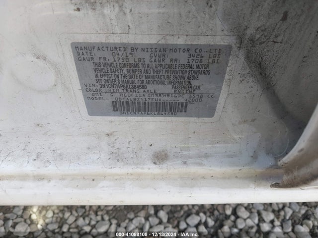 3N1CN7AP6KL864580 Nissan Versa 1.6 Sv