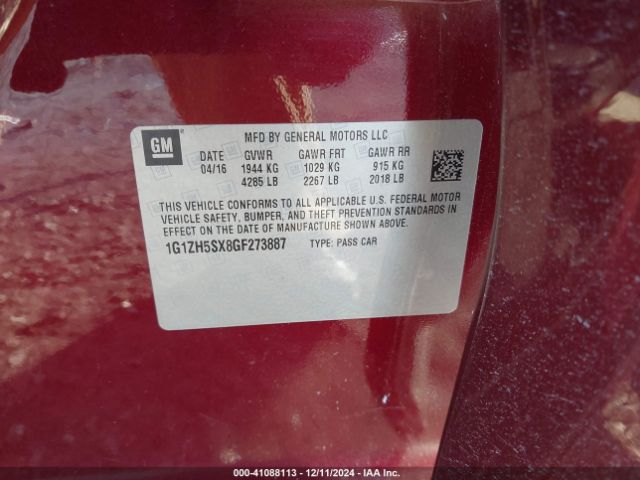 1G1ZH5SX8GF273887 Chevrolet Malibu Premier