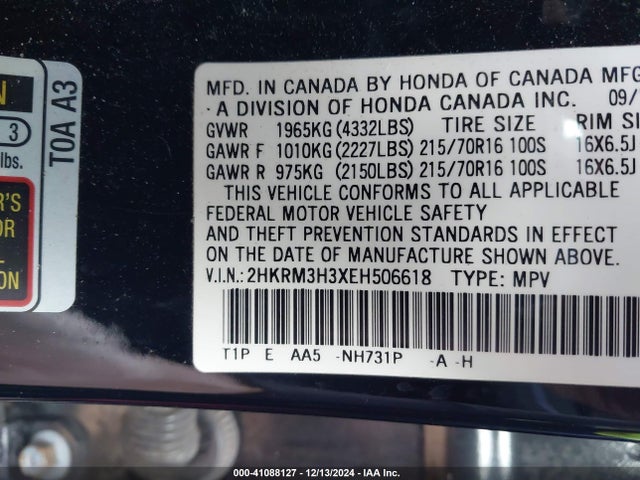 2HKRM3H3XEH506618 Honda CR-V LX