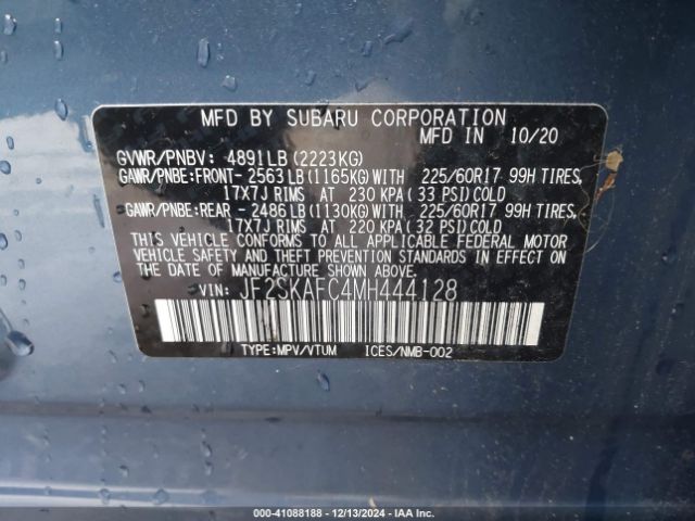 JF2SKAFC4MH444128 Subaru Forester Premium