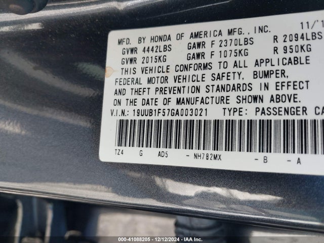 19UUB1F57GA003021 Acura TLX TECH