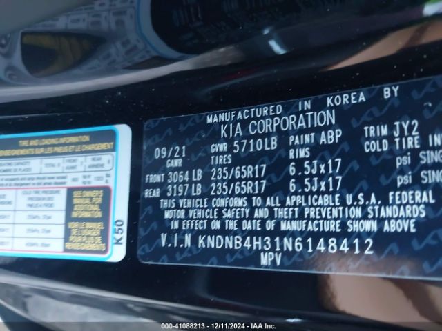 KNDNB4H31N6148412 KIA Carnival Mpv Lx Seat Package