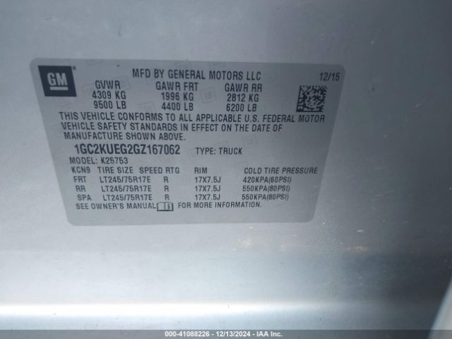 1GC2KUEG2GZ167062 Chevrolet Silverado 2500hd Wt