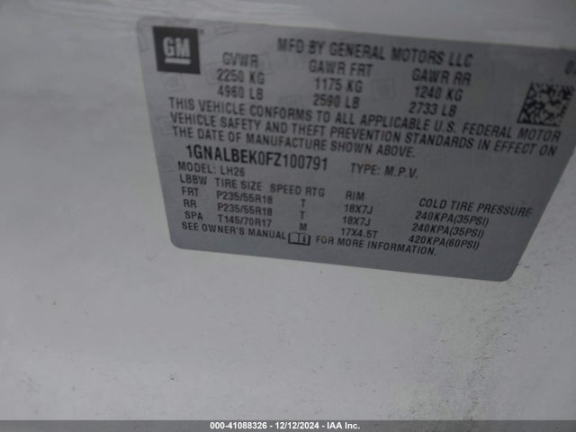 1GNALBEK0FZ100791 Chevrolet EQUINOX 1LT