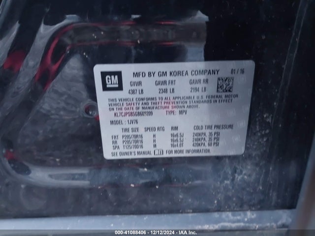 KL7CJPSB5GB609209 Chevrolet Trax Lt