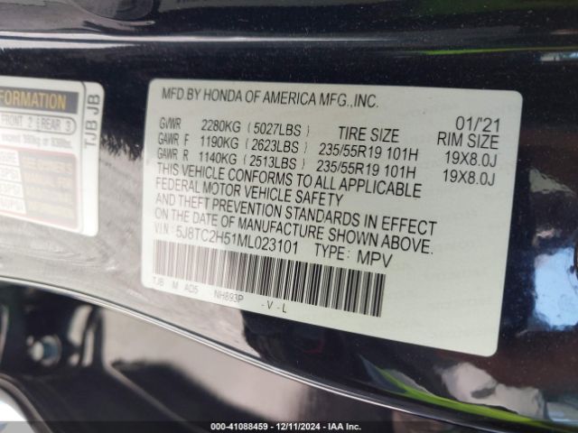 5J8TC2H51ML023101 Acura Rdx Technology Package