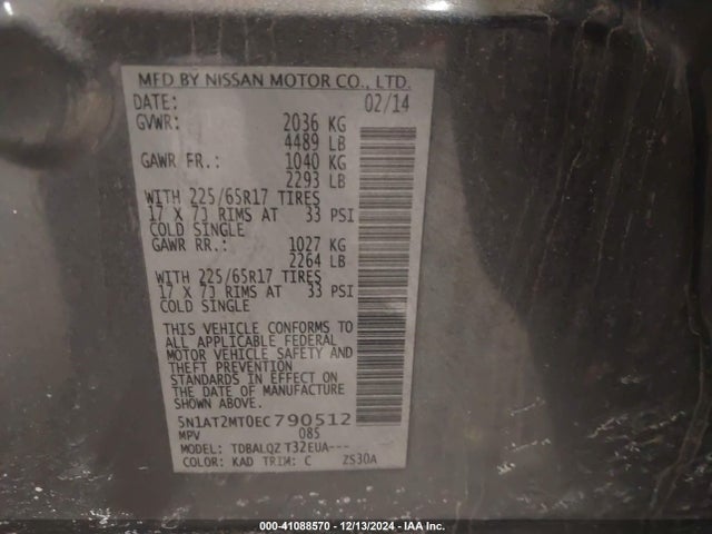 Nissan ROGUE SV 2014 5N1AT2MT0EC790512 Image 9