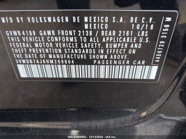 3VWDB7AJ6HM269864 Volkswagen Jetta 1.4t Se