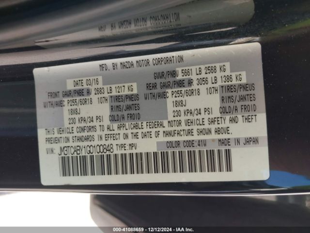 JM3TCABY1G0100848 Mazda CX-9 SPORT