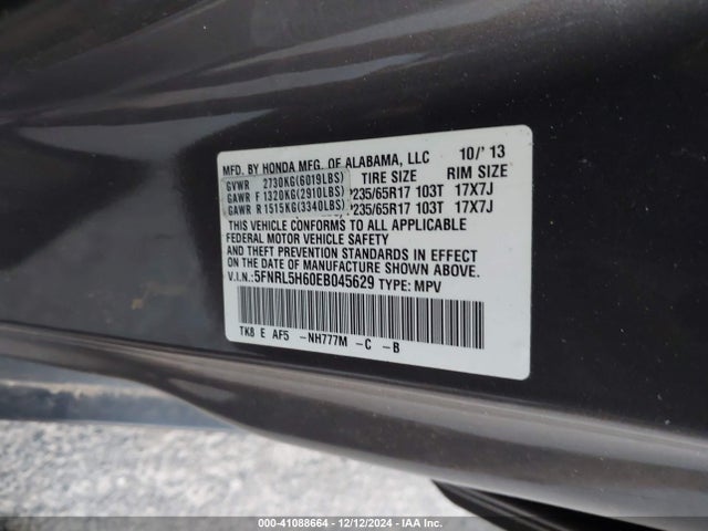 Honda Odyssey Ex-l 2014 5FNRL5H60EB045629 Image 9
