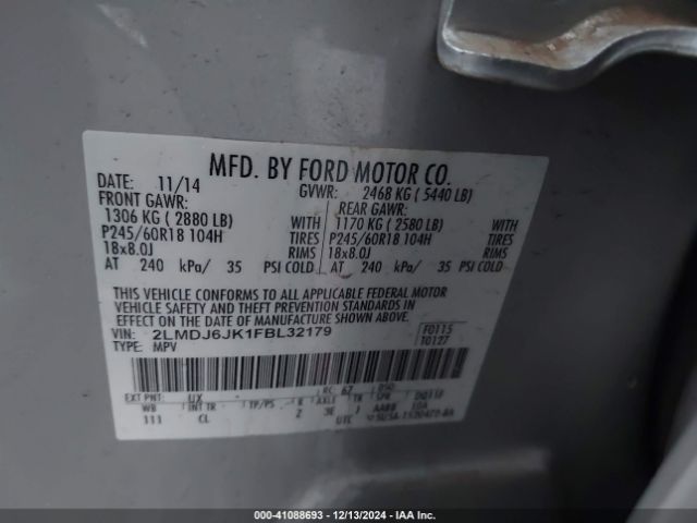 2LMDJ6JK1FBL32179 Lincoln MKX