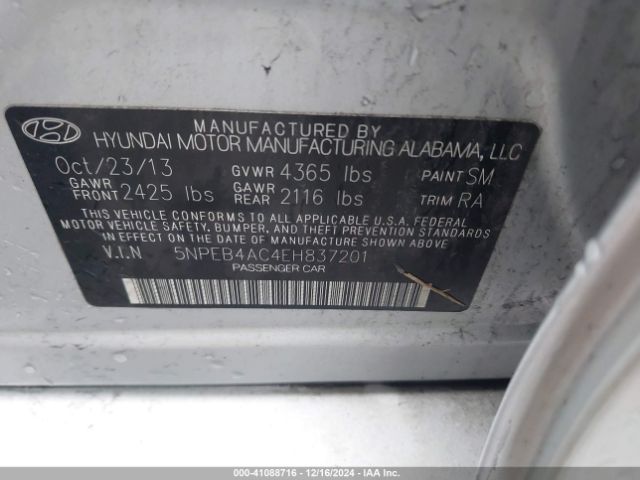 5NPEB4AC4EH837201 Hyundai SONATA GLS