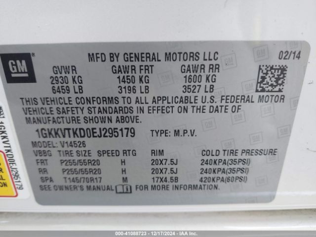 1GKKVTKD0EJ295179 GMC Acadia Denali