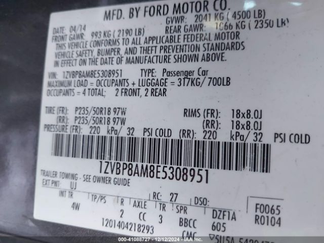 1ZVBP8AM8E5308951 Ford Mustang V6 Premium