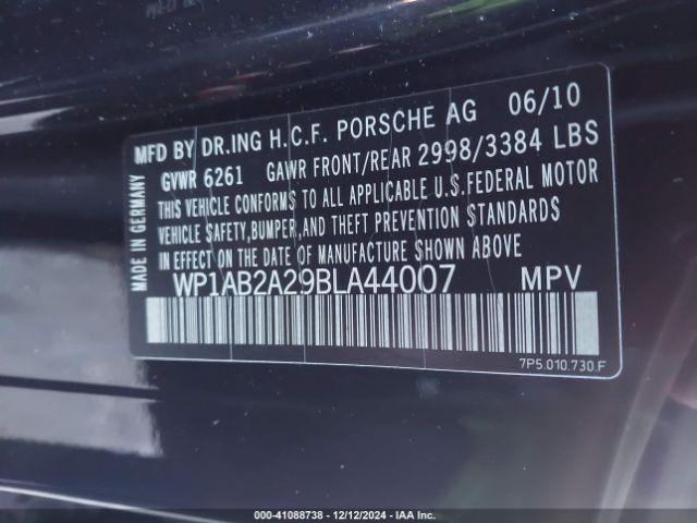 2011 PORSCHE CAYENNE WP1AB2A29BLA44007 Photo 8