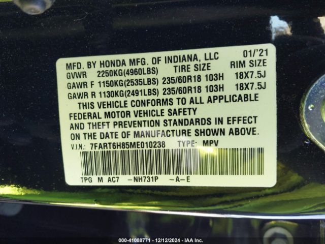 7FART6H85ME010238 Honda Cr-v Hybrid Ex-l