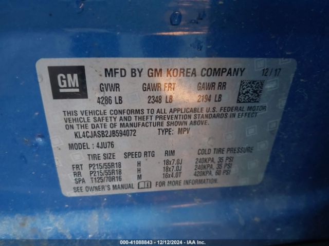 KL4CJASB2JB594072 Buick Encore Preferred