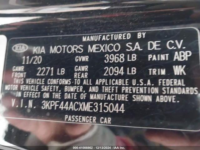 KIA FORTE GT 2021 3KPF44ACXME315044 Image 9
