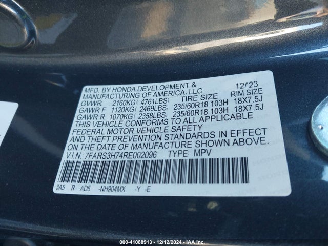 7FARS3H74RE002096 Honda Cr-v Ex-l 2wd