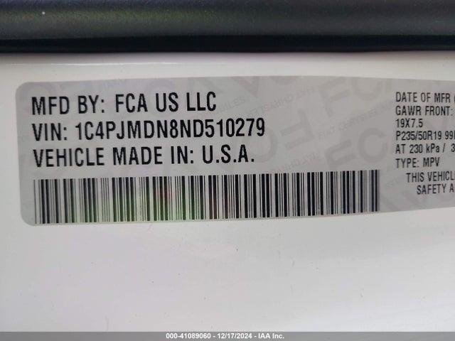 Jeep Cherokee Limited 4x4 2022 1C4PJMDN8ND510279 Image 9
