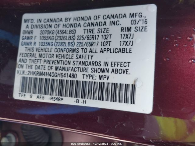 2HKRM4H40GH641480 Honda CR-V SE