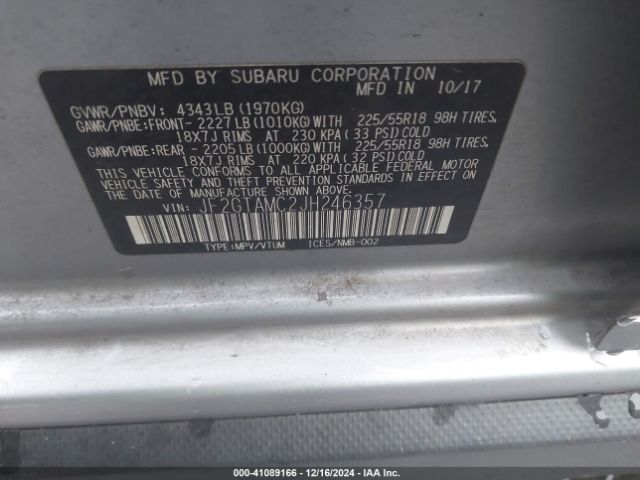 JF2GTAMC2JH246357 Subaru Crosstrek 2.0i Limited