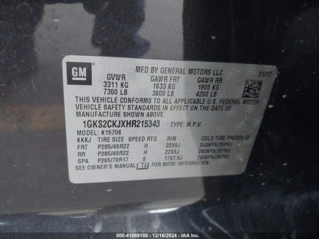 1GKS2CKJXHR215343 GMC YUKON DENALI