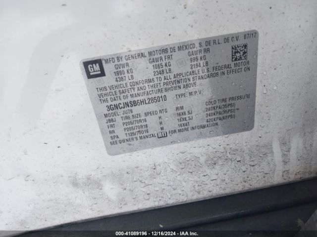 3GNCJNSB6HL285010 Chevrolet TRAX LS