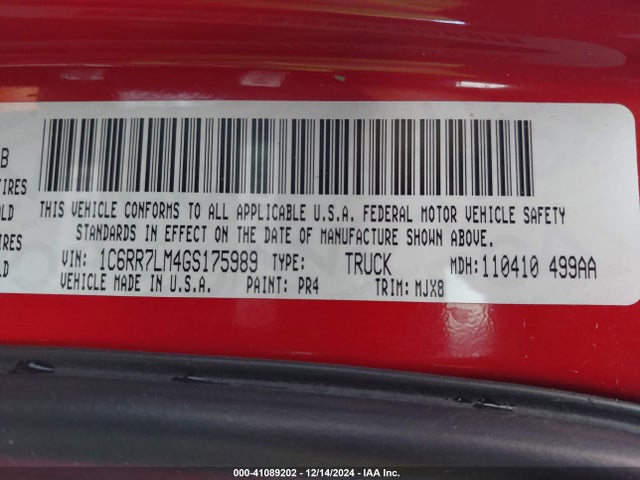 1C6RR7LM4GS175989 RAM 1500 Lone Star
