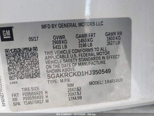 5GAKRCKD1HJ350549 Buick Enclave Premium