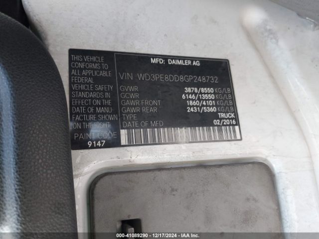 WD3PE8DD8GP248732 Mercedes-Benz Sprinter 2500 High  Roof/high Roof