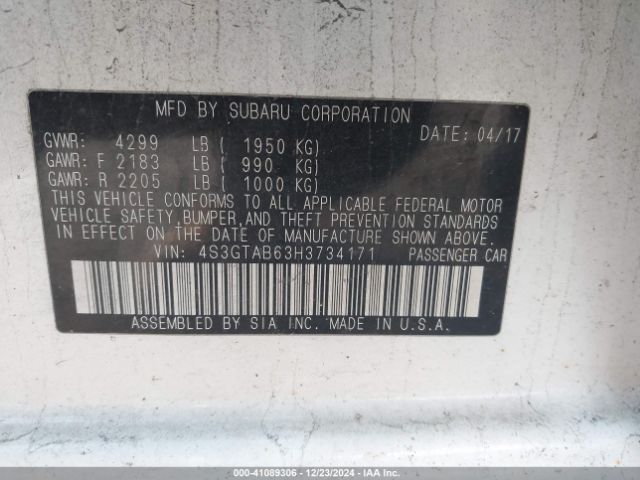 4S3GTAB63H3734171 Subaru Impreza 2.0i Premium