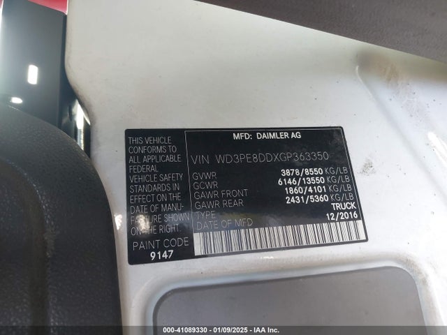 WD3PE8DDXGP363350 Mercedes-Benz Sprinter 2500 High  Roof/high Roof