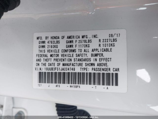 19UUB3F51JA004748 Acura Tlx Tech Pkg