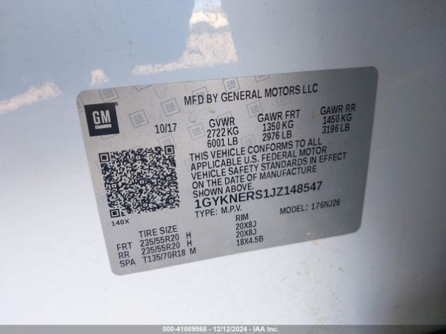 1GYKNERS1JZ148547 Cadillac Xt5 Premium Luxury