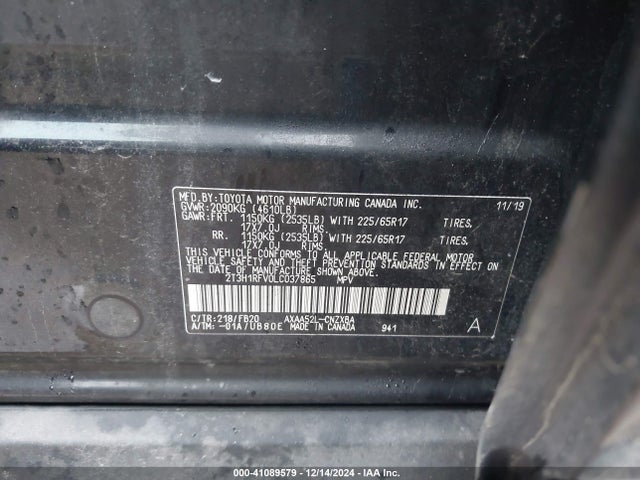 Toyota RAV4 LE 2020 2T3H1RFV0LC037865 Image 9