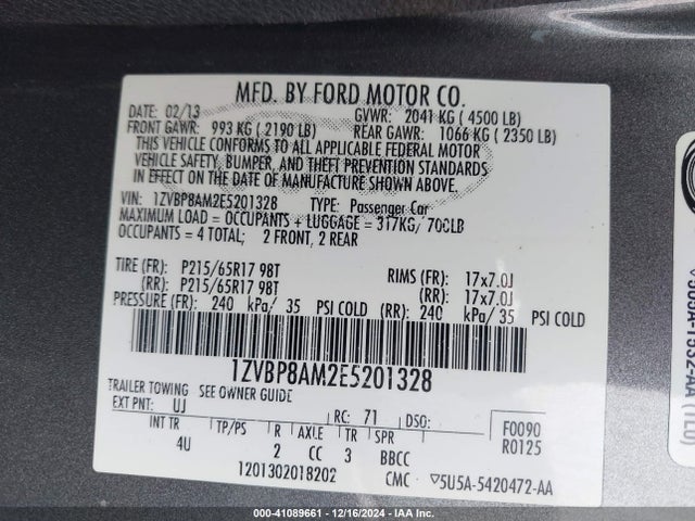 1ZVBP8AM2E5201328 Ford Mustang V6 Premium