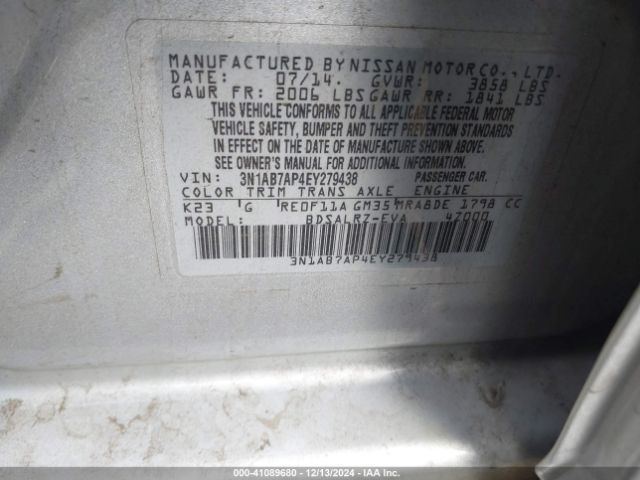3N1AB7AP4EY279438 Nissan SENTRA SR