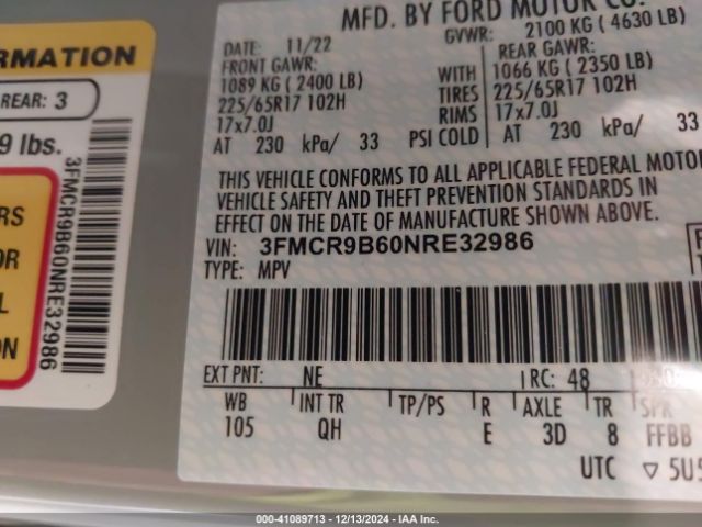 3FMCR9B60NRE32986 Ford Bronco Sport Big Bend
