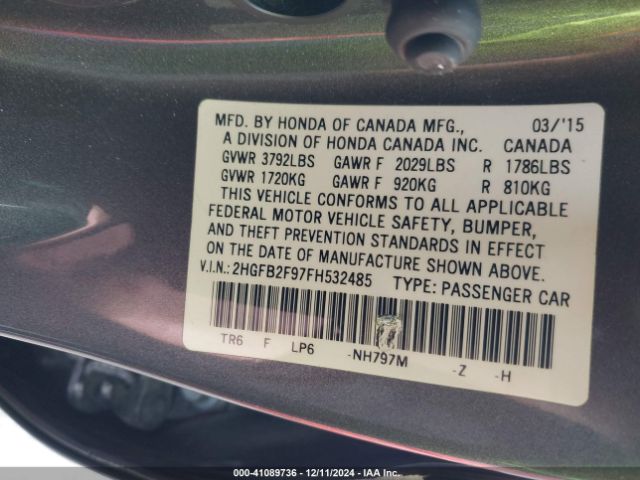 2HGFB2F97FH532485 Honda Civic Ex-l
