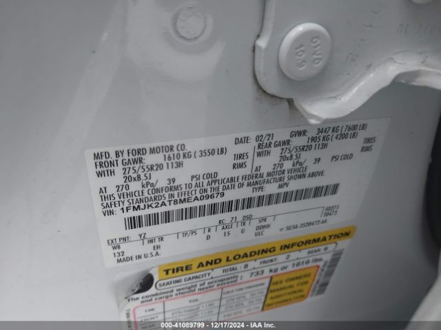 1FMJK2AT8MEA09679 Ford Expedition Limited Max
