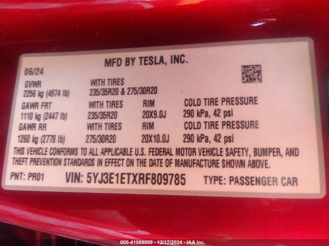 2024 TESLA MODEL 3 5YJ3E1ETXRF809785 Photo 8