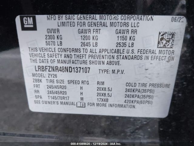 LRBFZNR48ND137107 Buick Envision Fwd Essence
