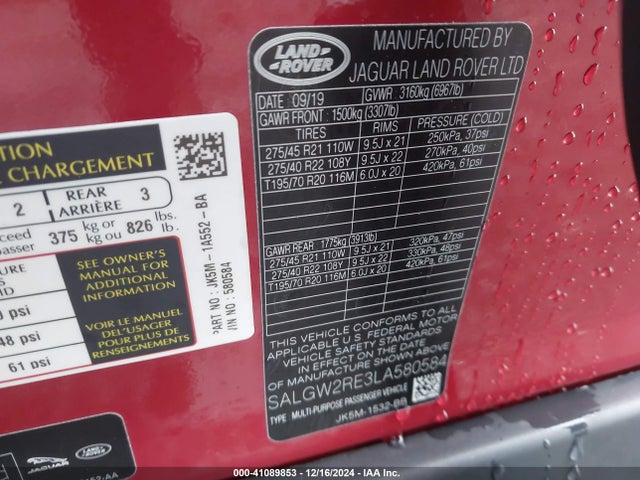SALGW2RE3LA580584 Land Rover Range Rover Sv Autobiography Dynamic