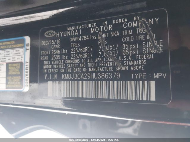 KM8J3CA29HU386379 Hyundai Tucson Eco