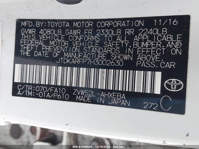 JTDKARFP7H3002630 Toyota Prius Prime Advanced